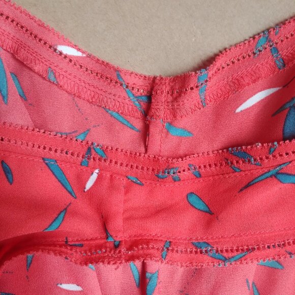 4/$20 Banana Republic sleeveless floral orange red blouse top Small - Picture 7 of 11